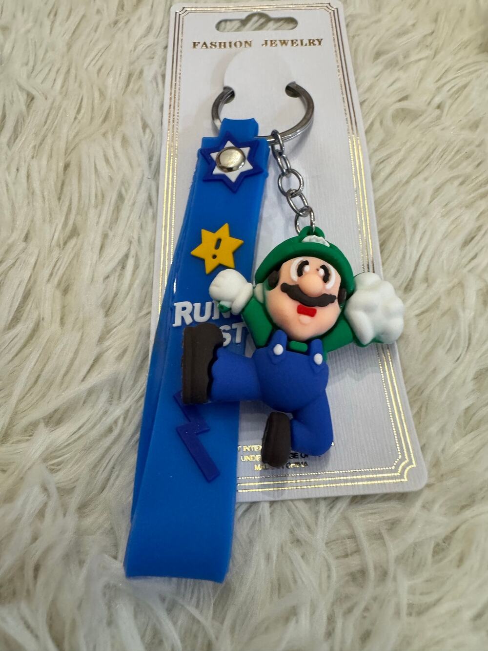 Mario Bros Luigi Keychain blue strap